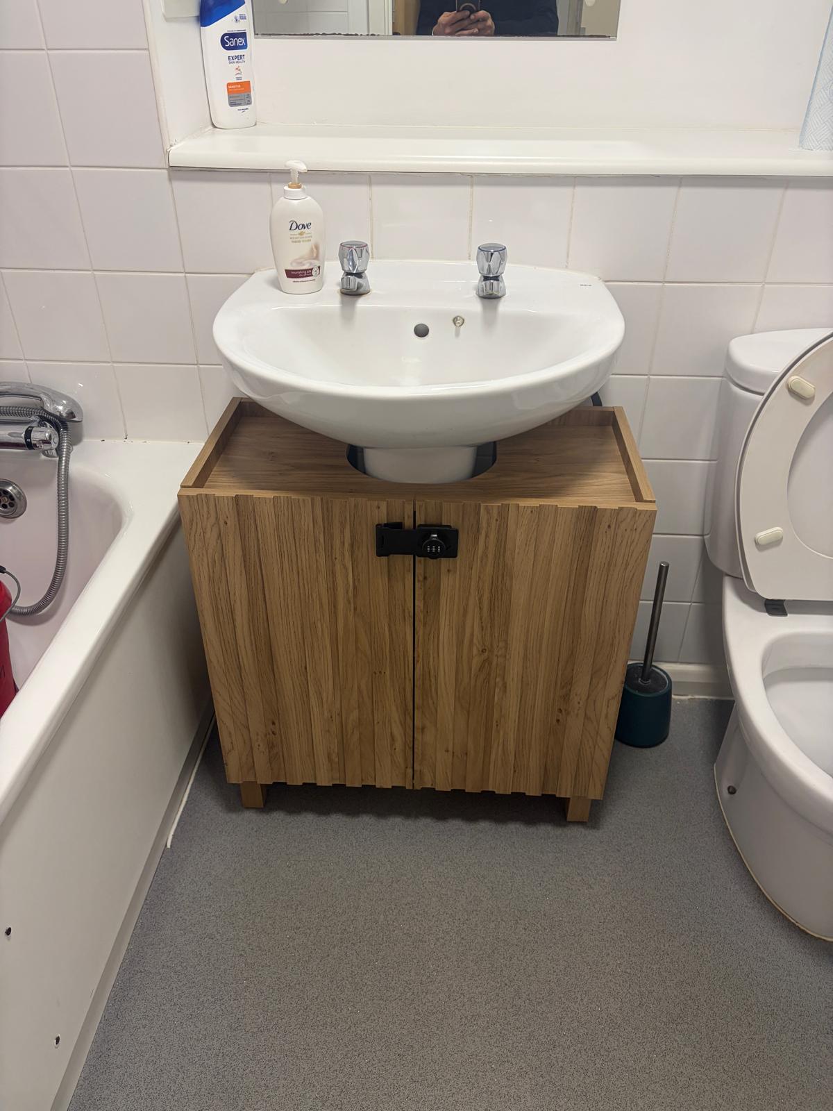 completed sink cabinet installation in W2 London bathroom